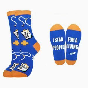 "I Stab People For A Living" Nurse Socks